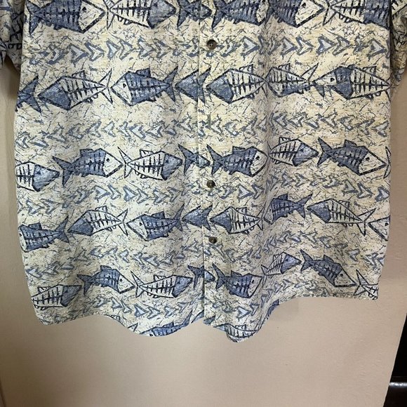 VTG Crossings Mens Fish Geometric Print Hawaiian Short Sleeve Button Down Shirt - Picture 3 of 12
